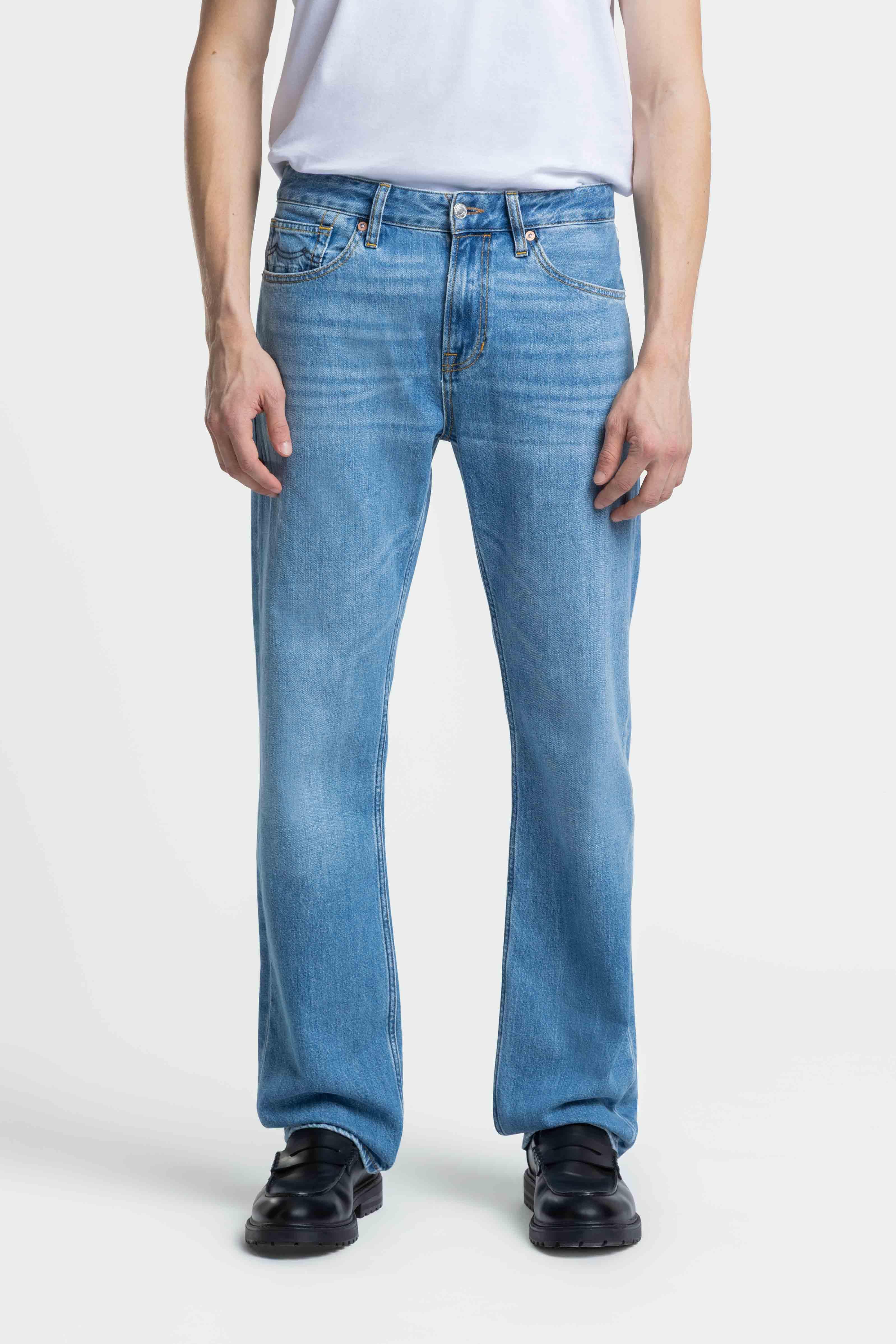 Kings of Indigo Mid Worn Stretch Iskander Jeans Herren blau